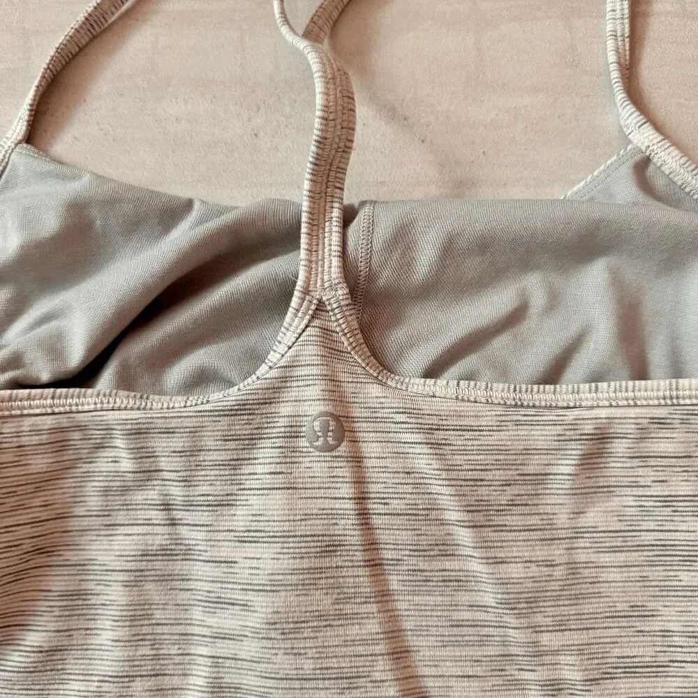 Lululemon Power Y Tank Top 4/6 Activewear Shirt Fitted Yoga Built In Bra Gray